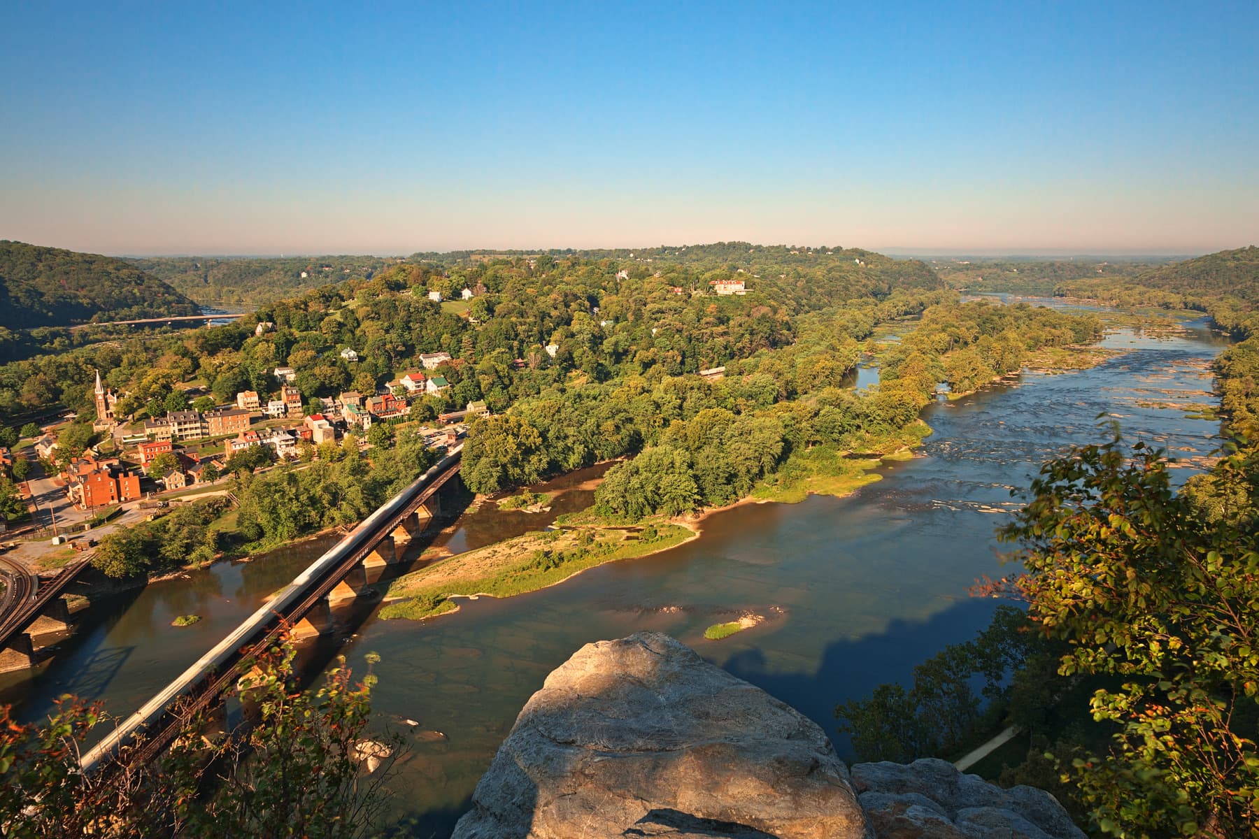 Harpers Ferry and the Potomac River seen from a nearby overlook