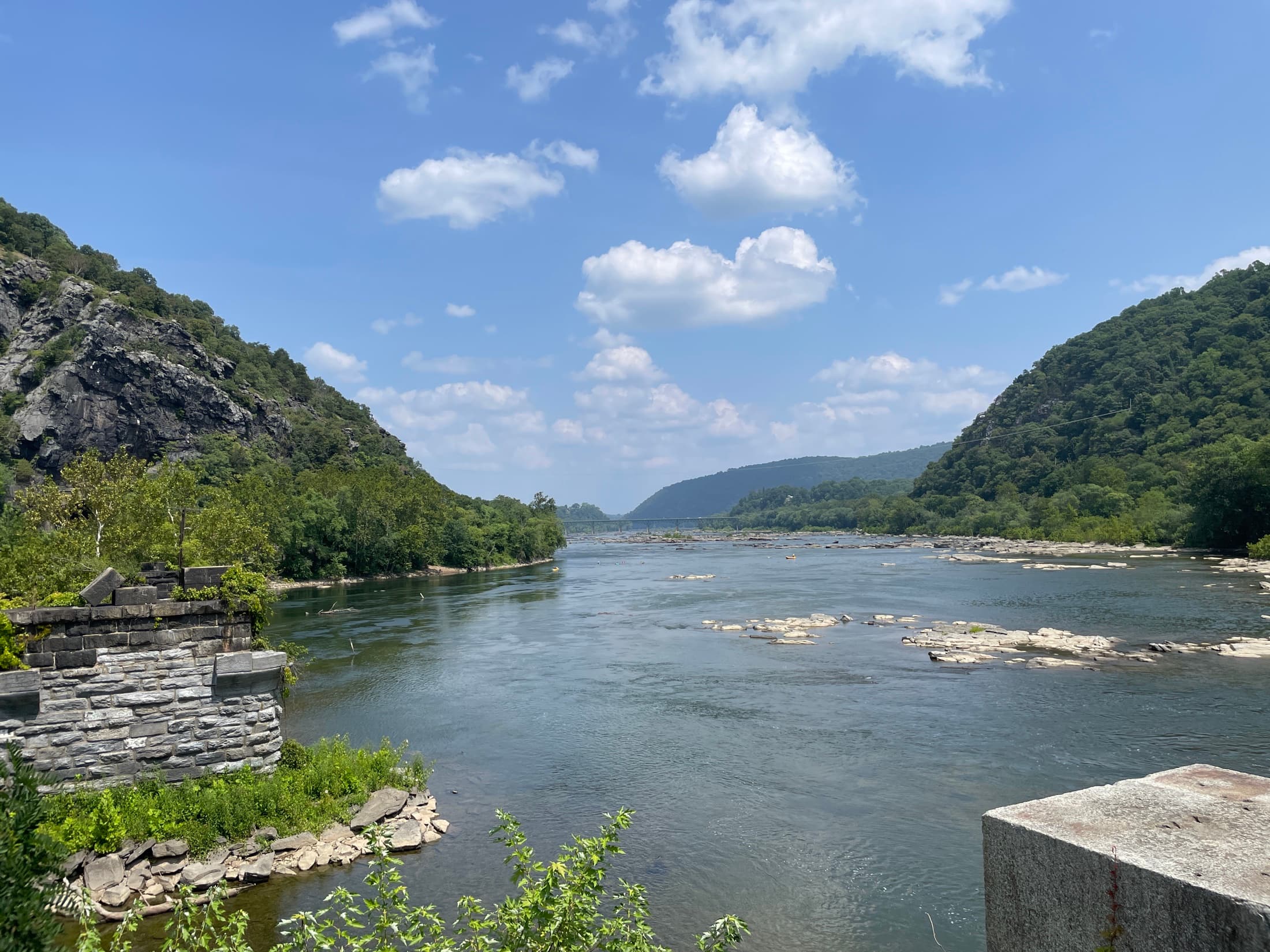 Clear view of the Potomac River from its confluence with the Shenandoah River in Harpers Ferry